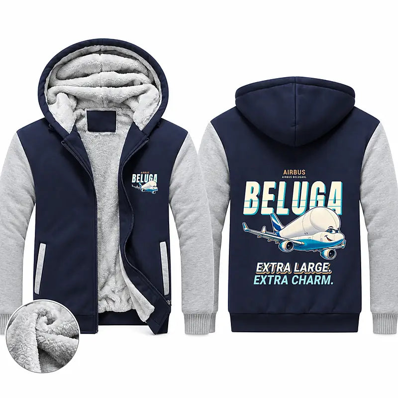 Airbus BelugaXL - A330-743L Zipped Sweatshirts - Cartoon - Navy & Gray