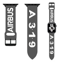 Thumbnail for Airbus A319 Flat Text Designed Soft Silicone Apple Watch Bands