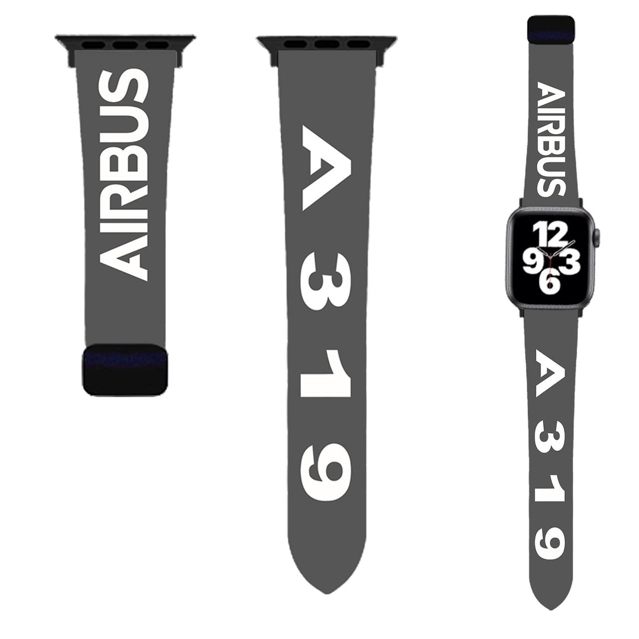Airbus A319 Flat Text Designed Soft Silicone Apple Watch Bands