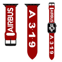Thumbnail for Airbus A319 Flat Text Designed Soft Silicone Apple Watch Bands