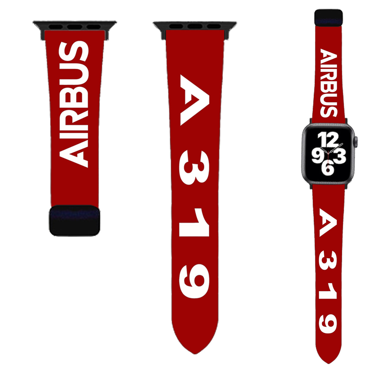 Airbus A319 Flat Text Designed Soft Silicone Apple Watch Bands