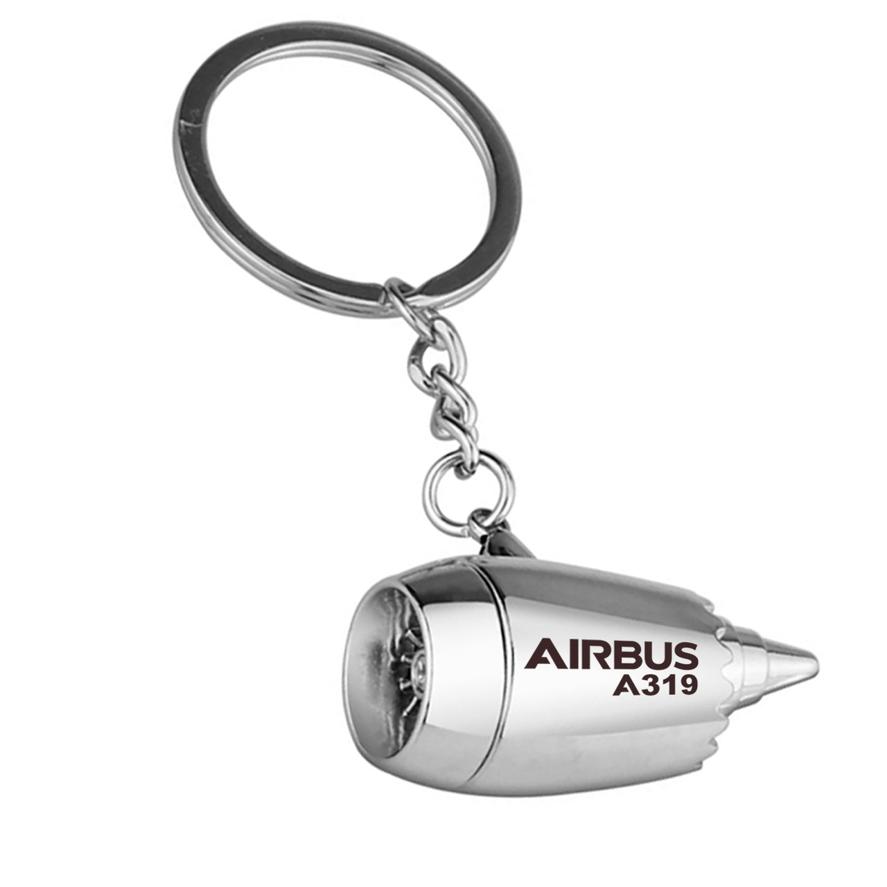 Airbus A319 & Text Designed Airplane Jet Engine Shaped Key Chain