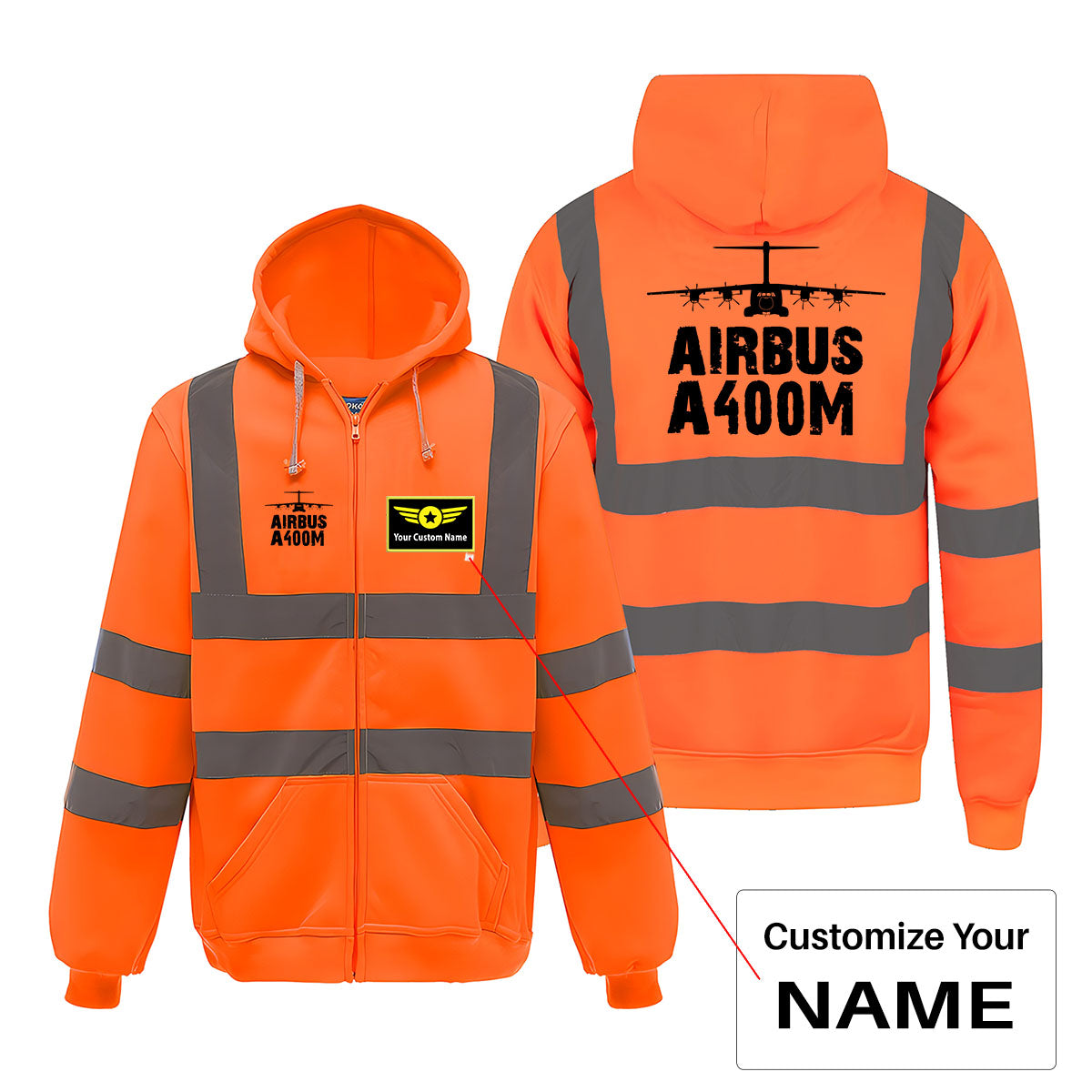 Airbus A400M & Plane Designed Reflective Zipped Hoodies