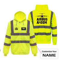 Thumbnail for Airbus A400M & Plane Designed Reflective Zipped Hoodies