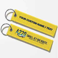 Thumbnail for Airbus A220-100 Aviator Key Chains - Yellow - Personalized