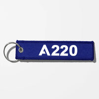 Thumbnail for Airbus A220 Flat Text Key Chains - Blue