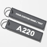Thumbnail for Airbus A220 Flat Text Key Chains - Gray - Personalized