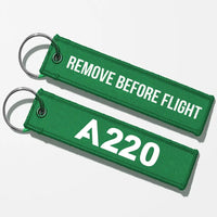 Thumbnail for Airbus A220 Flat Text Key Chains - Green - Remove Before Flight