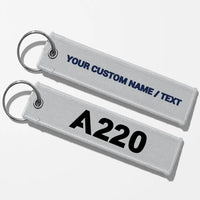 Thumbnail for Airbus A220 Flat Text Key Chains - Light Gray - Personalized