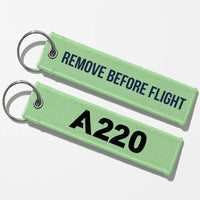 Thumbnail for Airbus A220 Flat Text Key Chains - Light Green - Remove Before Flight