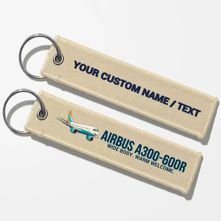 Cartoon Airbus A300-600R Aviator Key Chains - Beige - Personalized