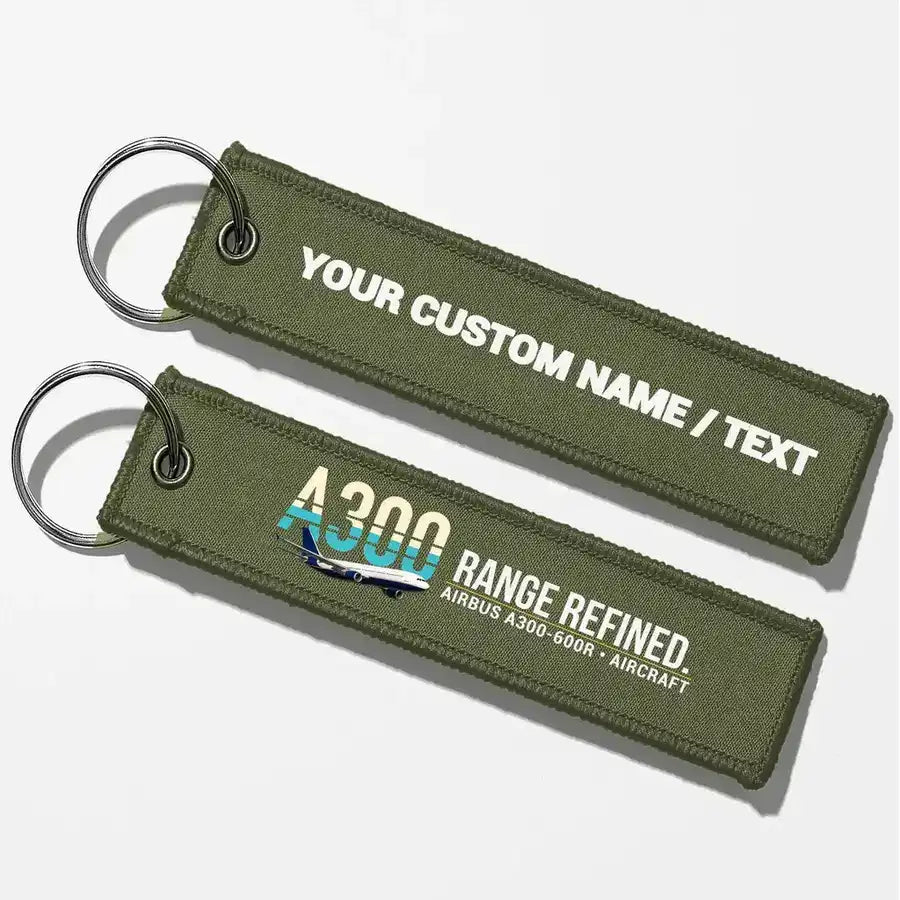 Airbus A300-600R Aviator Key Chains - Green Army - Personalized