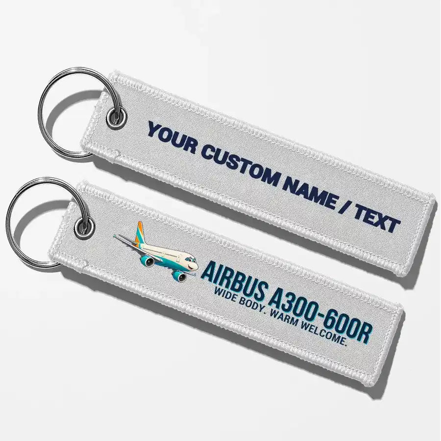 Cartoon Airbus A300-600R Aviator Key Chains - White - Personalized