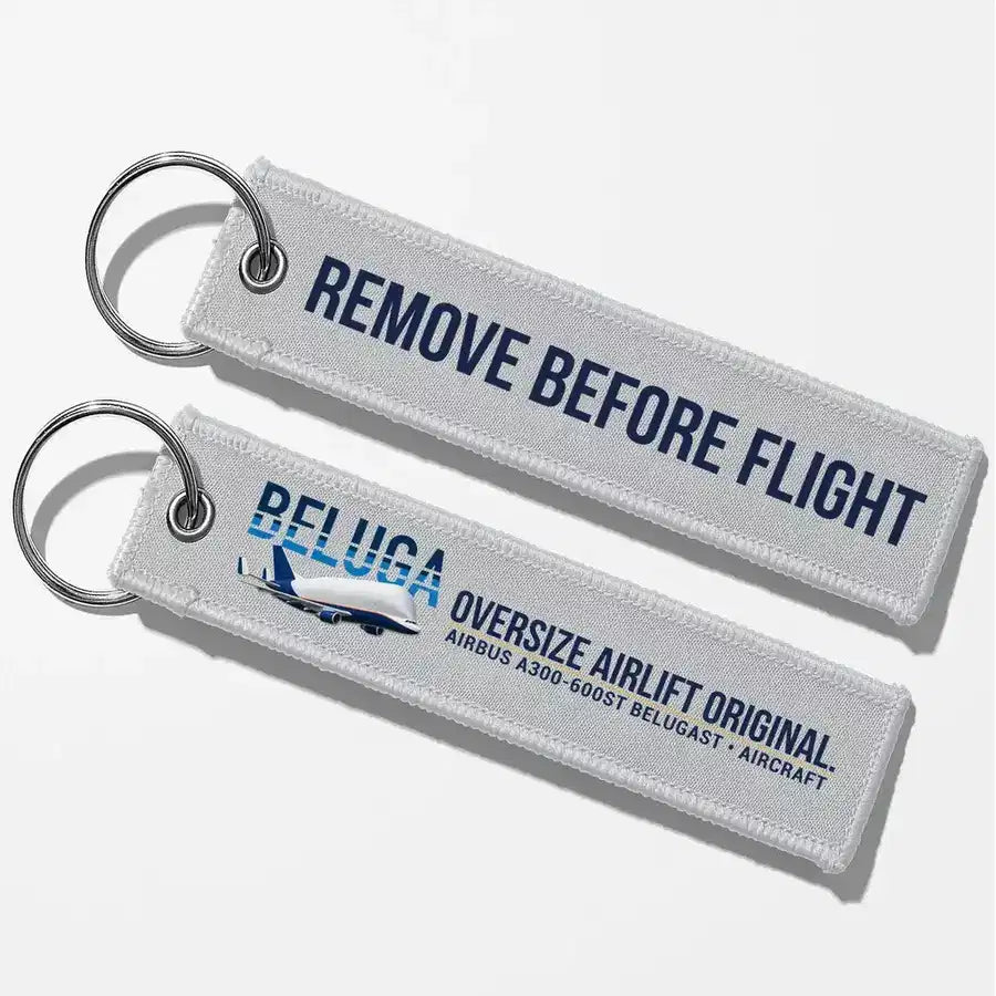 Airbus A300-600ST BelugaST Aviator Key Chains - Light Gray - Remove Before Flight