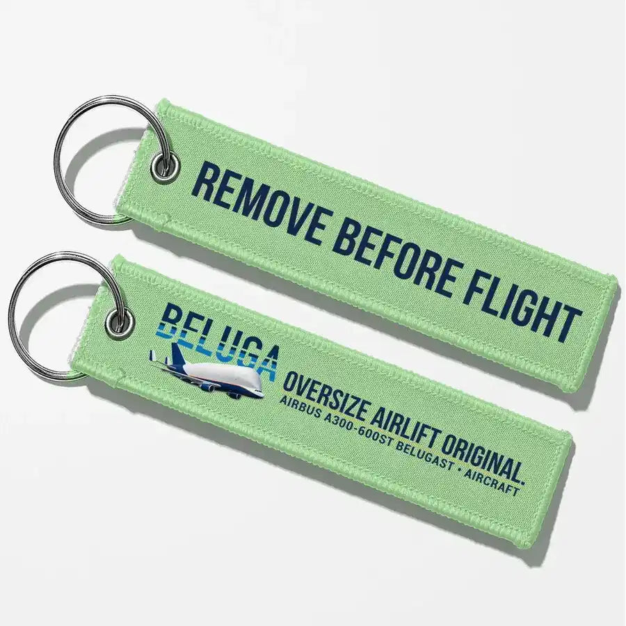 Airbus A300-600ST BelugaST Aviator Key Chains - Light Green - Remove Before Flight