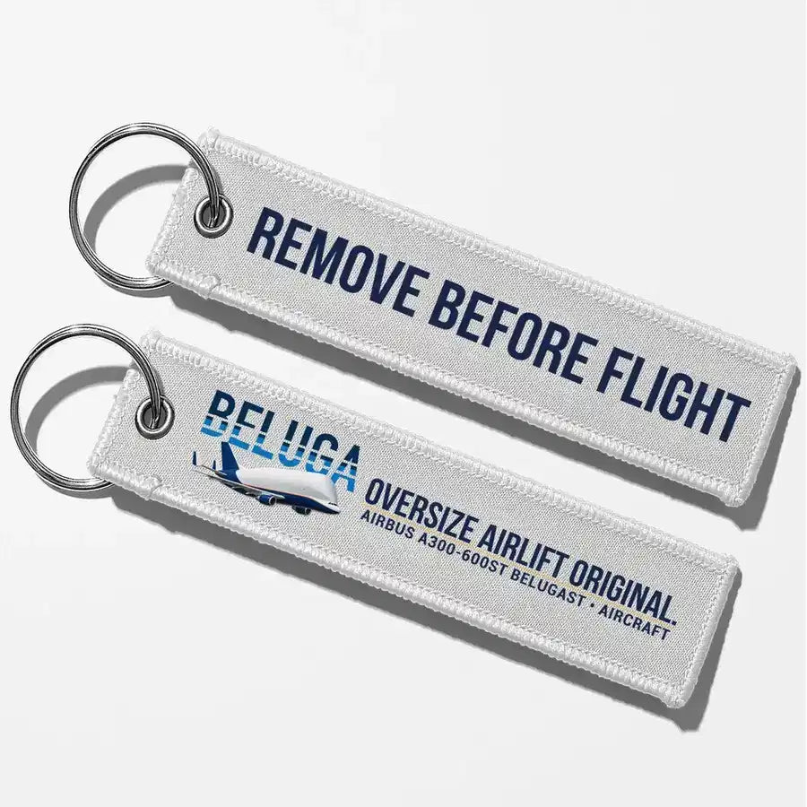 Airbus A300-600ST BelugaST Aviator Key Chains - White - Remove Before Flight