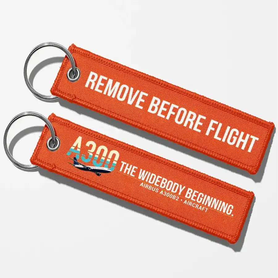 Airbus A300B2 Aviator Key Chains - Orange - Remove Before Flight