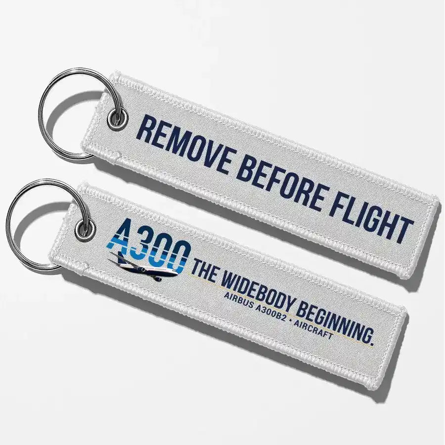 Airbus A300B2 Aviator Key Chains - White - Remove Before Flight