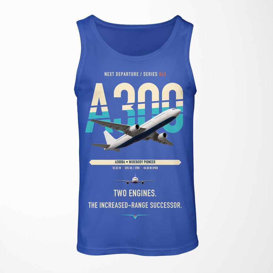 Airbus A300B4 design on blue tank top