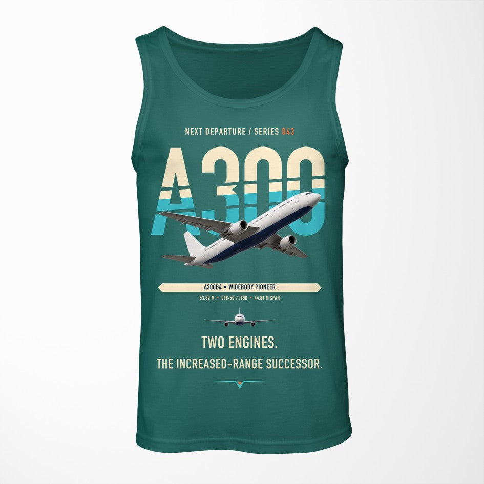 Airbus A300B4 design on green tank top