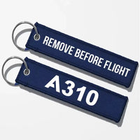 Thumbnail for Airbus A310 Flat Text Key Chains - Navy Blue - Remove Before Flight