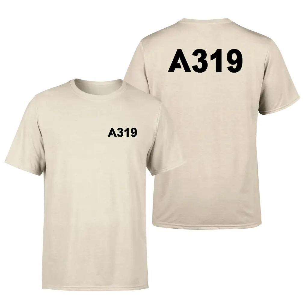 Airbus A319 Flat Text design on beige double side