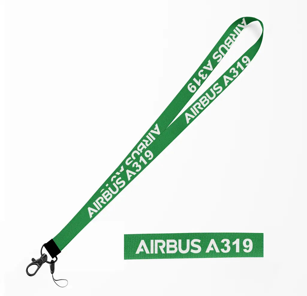Airbus A319 & Text lanyard - green