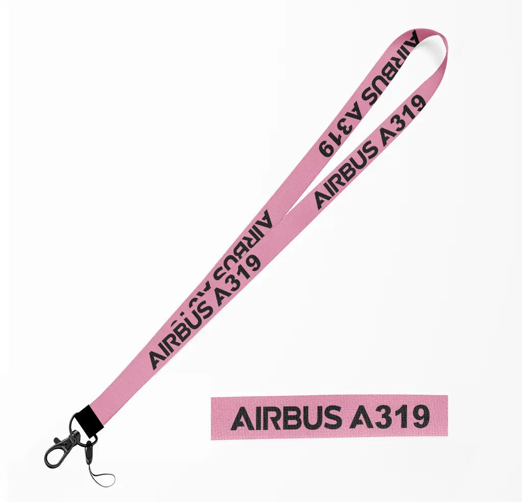 Airbus A319 & Text lanyard - pink