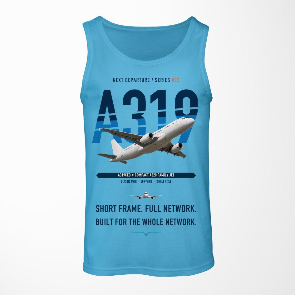 Airbus A319ceo design on sky blue tank top
