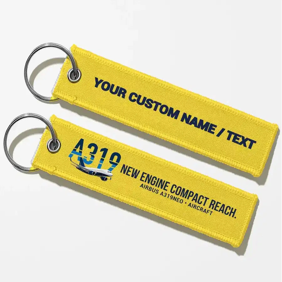 Airbus A319neo Aviator Key Chains - Yellow - Personalized