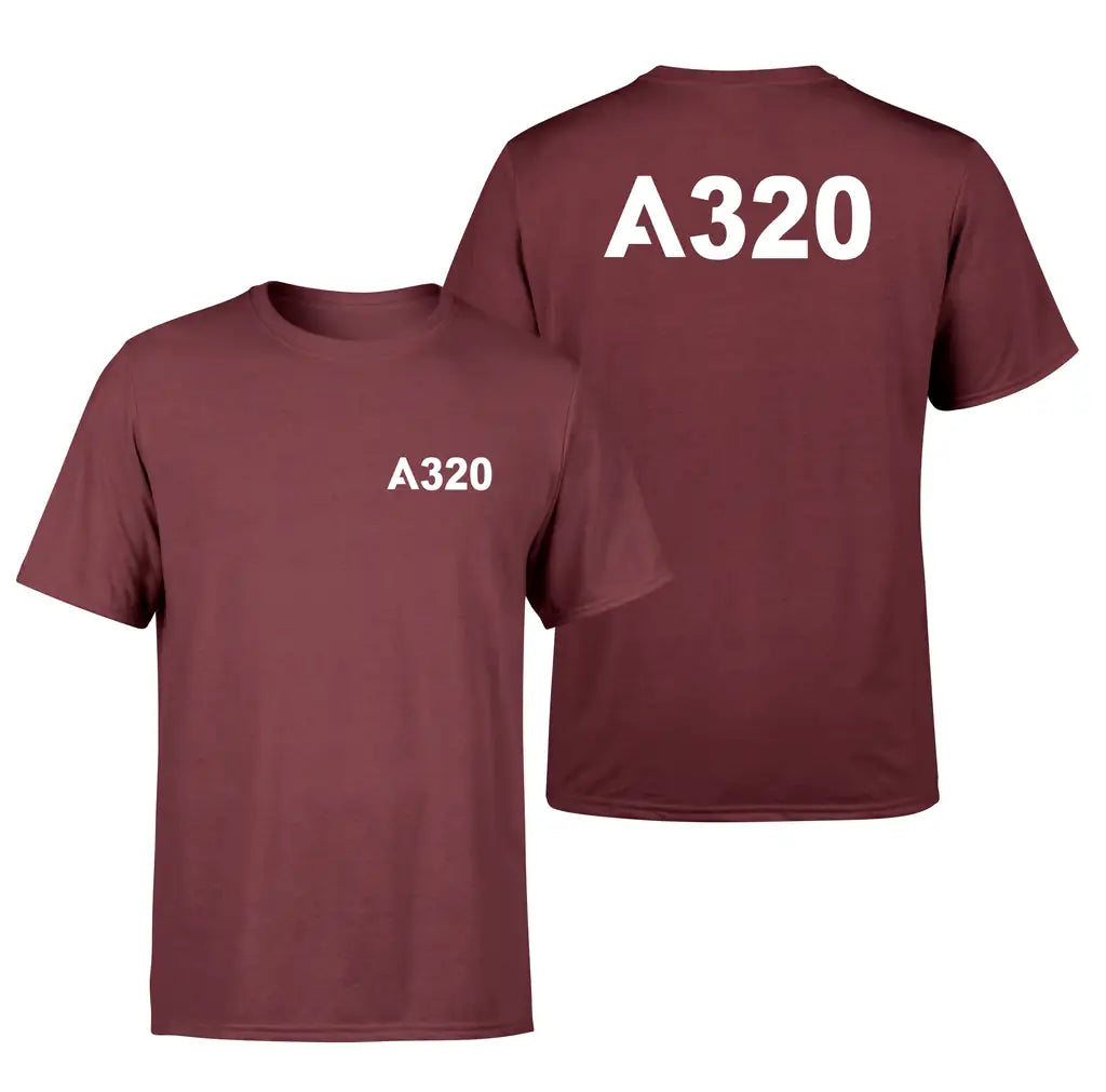 Airbus A320 Flat Text design on dark red double side