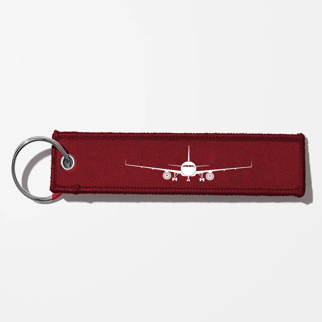 Airbus A320 Silhouette Key Chains - Dark Red