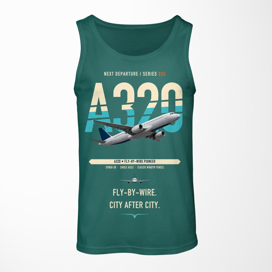 Airbus A320 design on green tank top