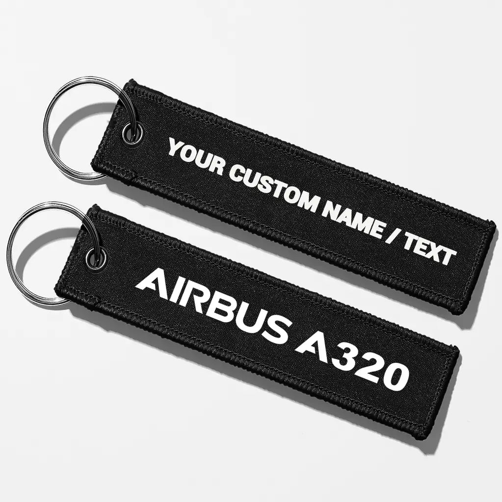 Airbus A320 & Text Key Chains - Black - Personalized