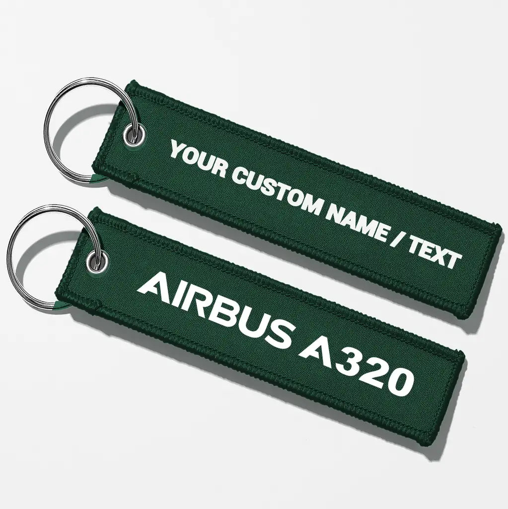 Airbus A320 & Text Key Chains - Dark Green - Personalized