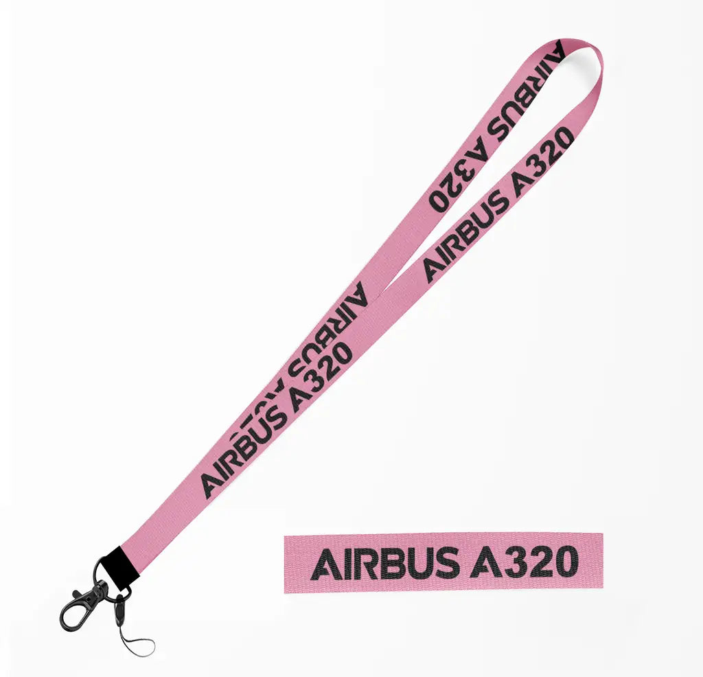 Airbus A320 & Text lanyard - pink