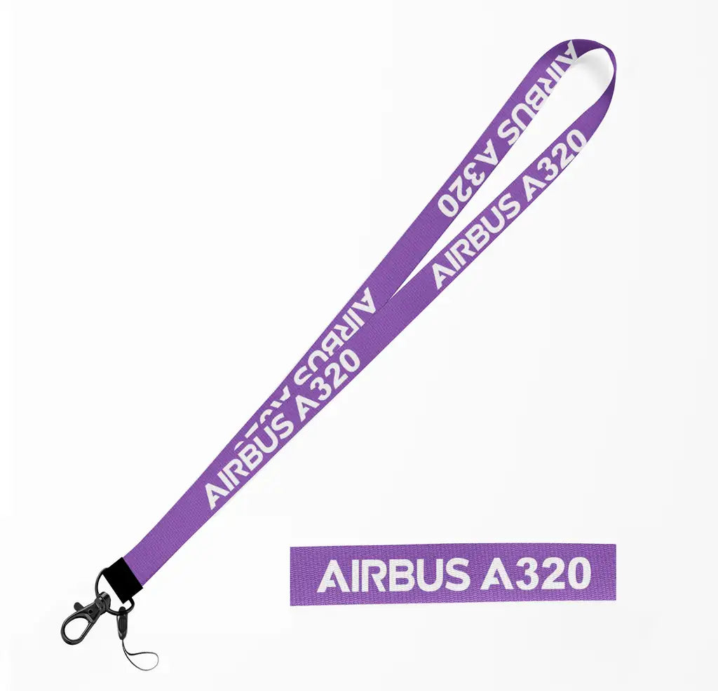 Airbus A320 & Text lanyard - purple