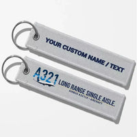 Thumbnail for Airbus A321LR Aviator Key Chains - Light Gray - Personalized