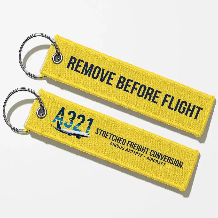 Airbus A321P2F Aviator Key Chains - Yellow - Remove Before Flight