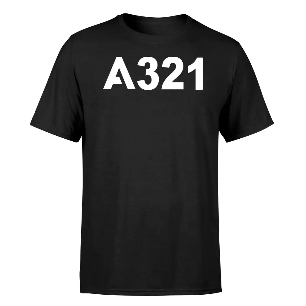 Airbus A321 Flat Text design on black single side