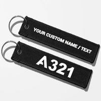 Thumbnail for Airbus A321 Flat Text Key Chains - Black - Personalized