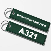 Thumbnail for Airbus A321 Flat Text Key Chains - Dark Green - Personalized