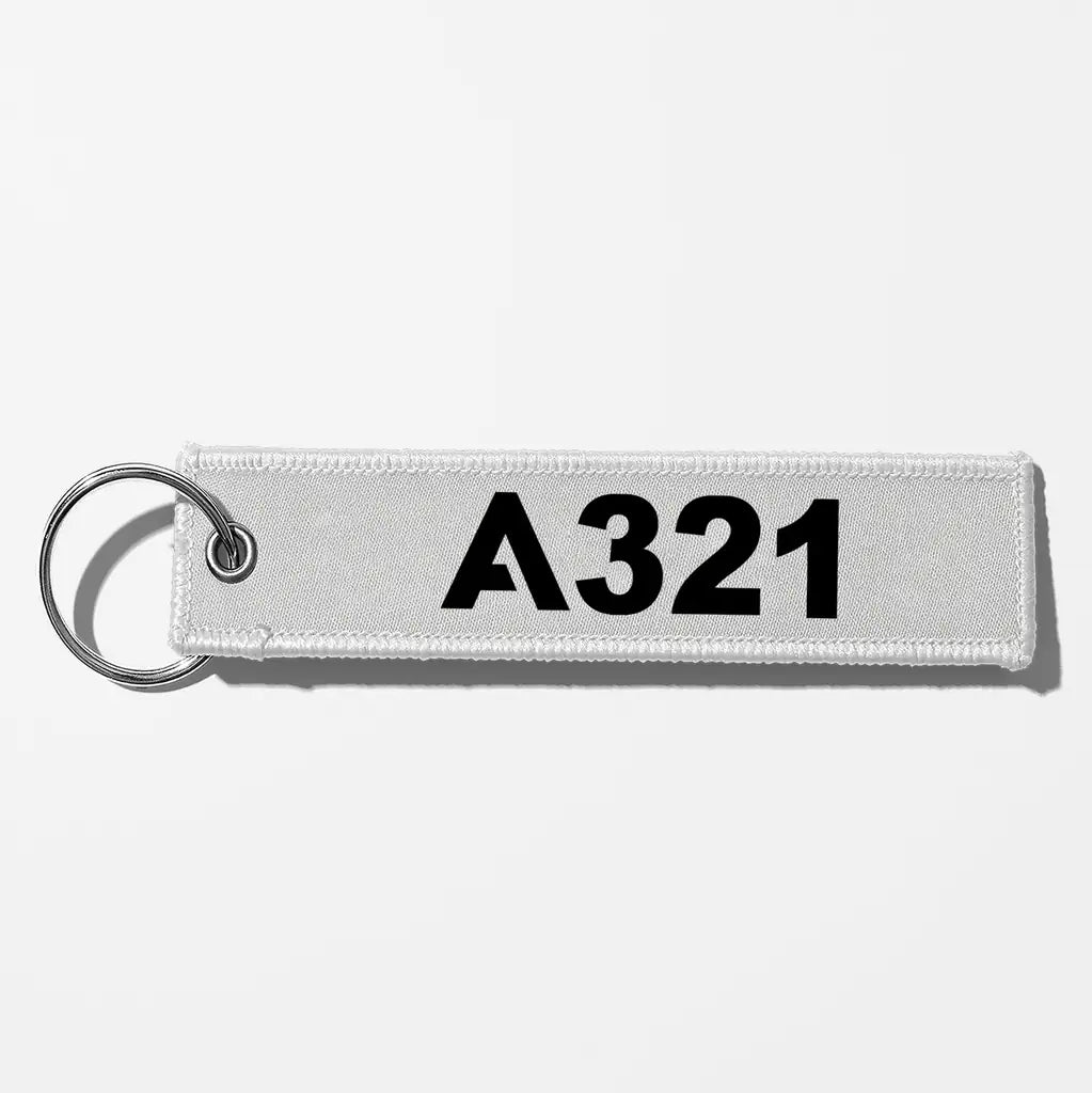Airbus A321 Flat Text Key Chains - White
