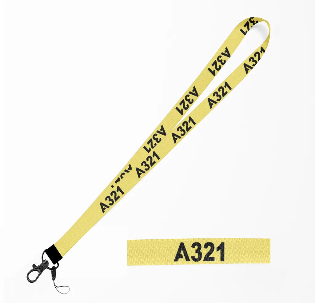 Airbus A321 Flat Text lanyard - yellow