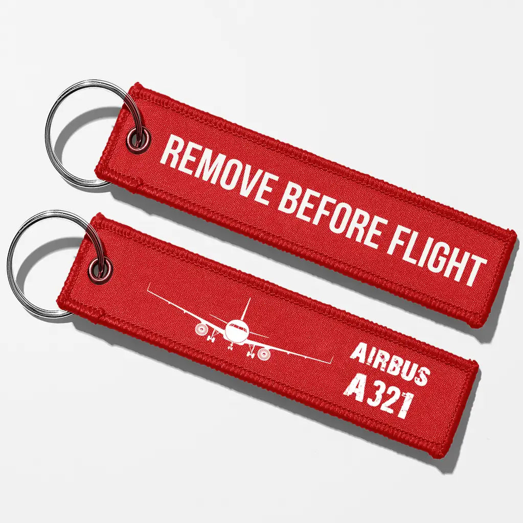 Airbus A321 & Plane Aviator Key Chains - Red - Remove Before Flight