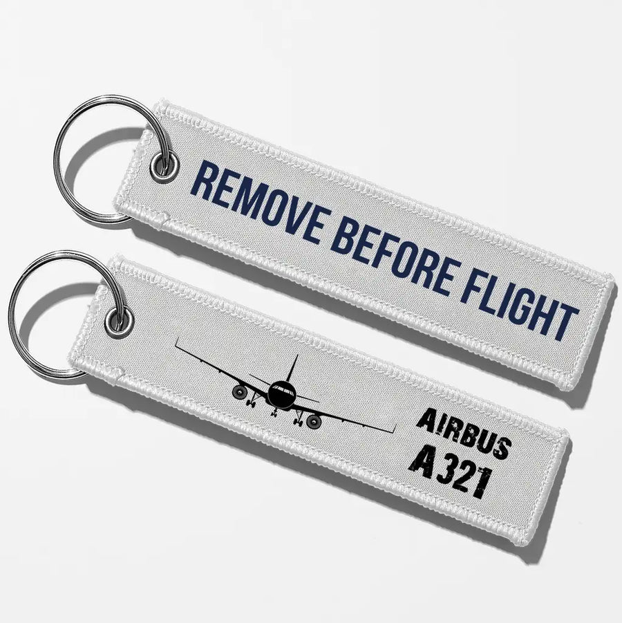 Airbus A321 & Plane Aviator Key Chains - White - Remove Before Flight