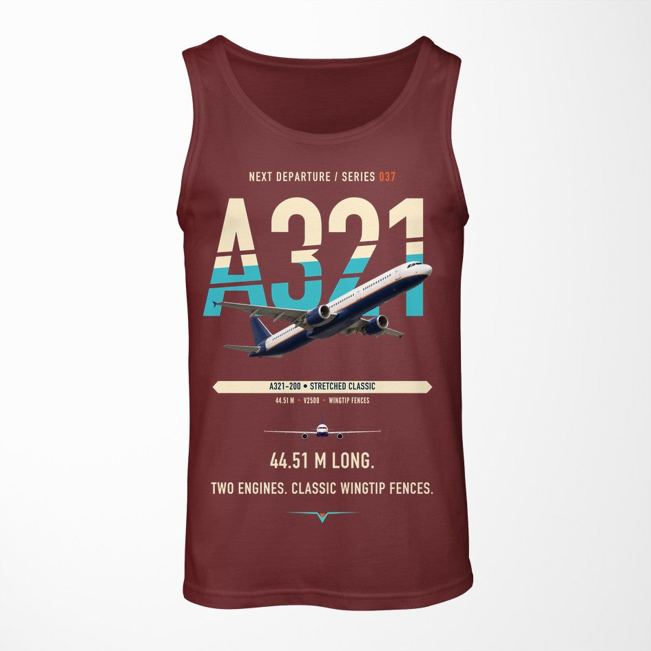 Airbus A321 design on dark red tank top