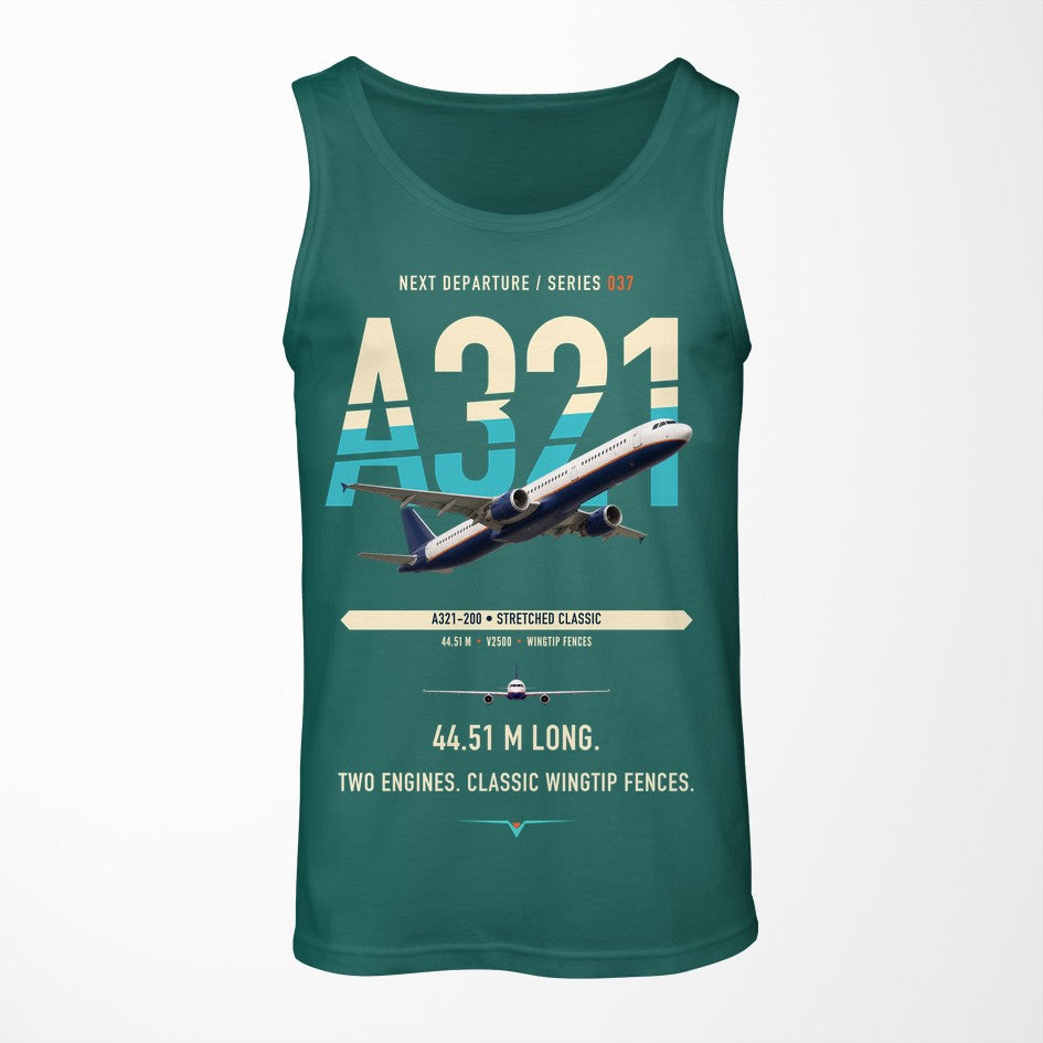 Airbus A321 design on green tank top