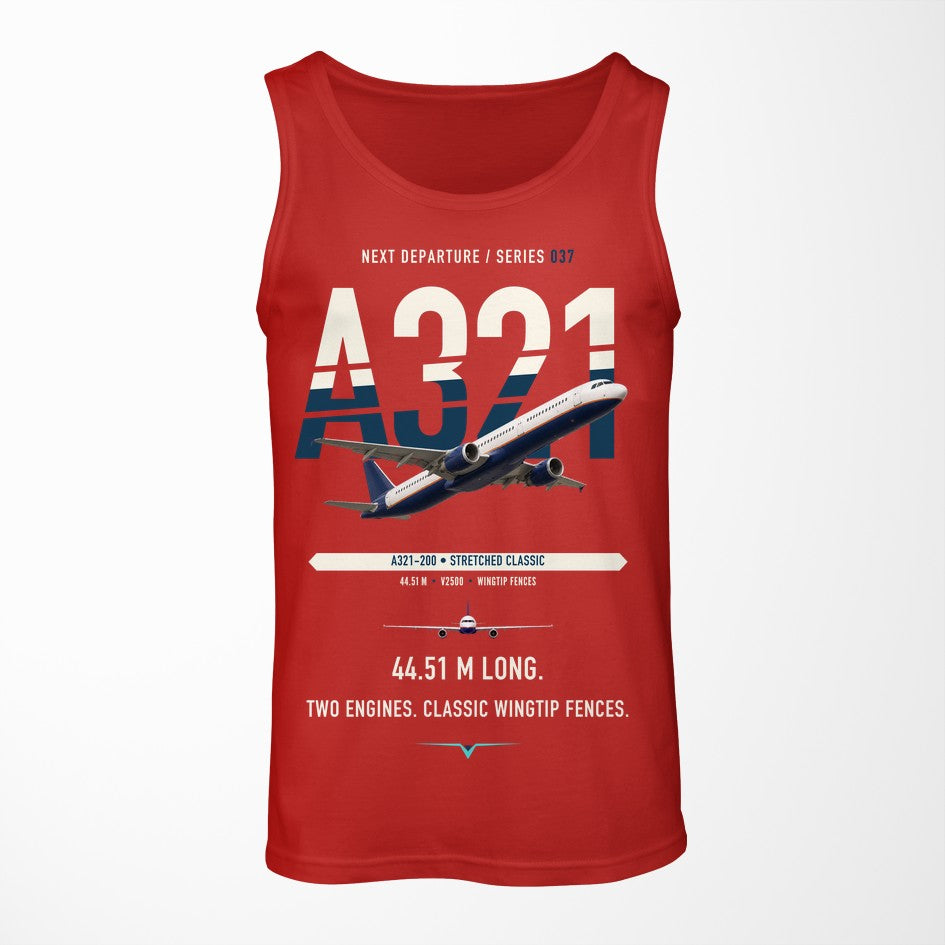Airbus A321 design on red tank top
