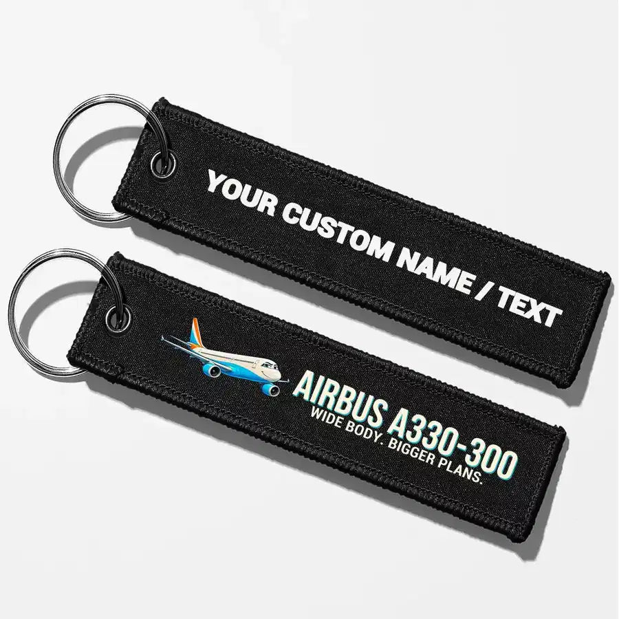 Cartoon Airbus A330-300 Aviator Key Chains - Black - Personalized